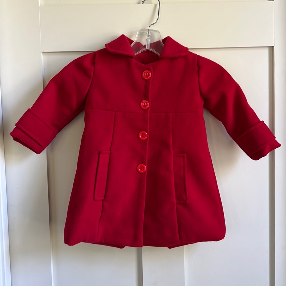Little Miss Fashion Red Button Down Coat